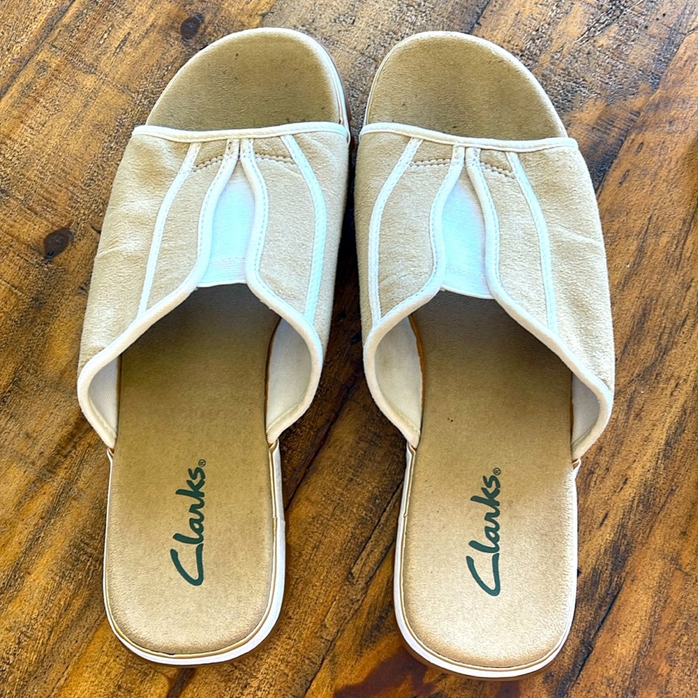 Clarks open toe slippers. Size 12
